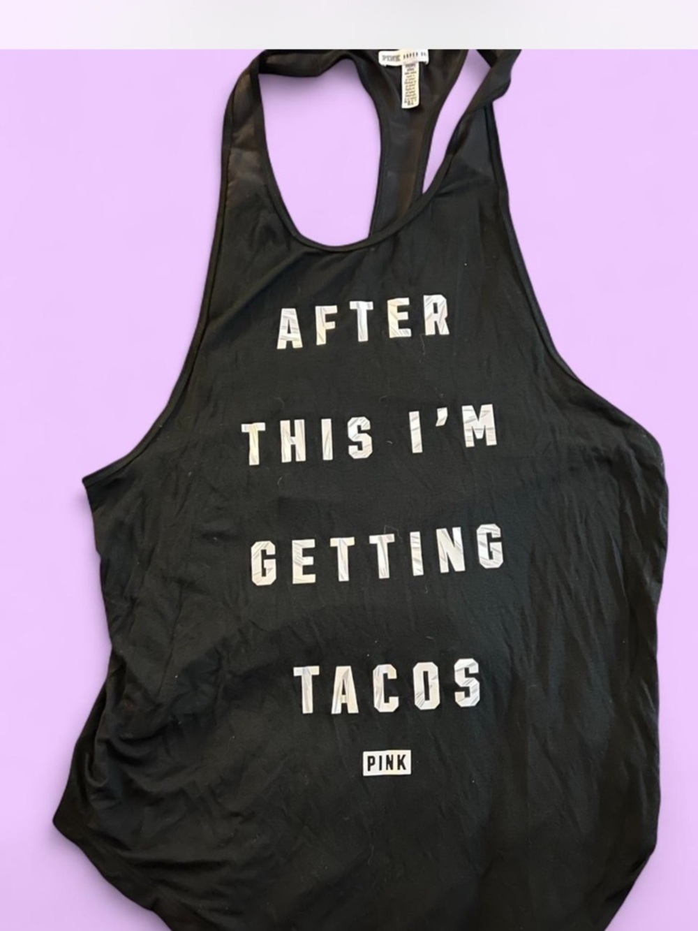 PINK Black Graphic Tank Top - "After This I'm Getting Tacos"